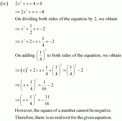 NCERT Solutions for Class 10 Maths Chapter 4 Quadratic Equations